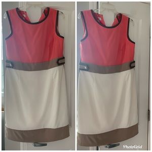 Dress Barn Coral, Tan, and Cream Dress